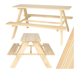 Zahradní nábytek pro děti stůl + 2 lavice dřevěné 92 x 78 x 52 cm