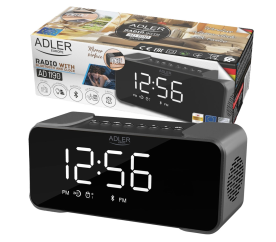 Adler AD 1190 Silver bezdrátový přenosný radiobudík Bluetooth USB AUX SD karta 2600mAh