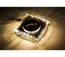 BERGE Podhledové bodové svítidlo BRG71019 nevýklopné - GU10 - čtverec + svítící LED pásek 3W teplá bílá