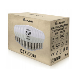 10x LED žárovka E27 - G45 - 8W - 700lm - neutrální bílá