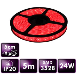 LED pásek - SMD 2835 - 5m - 60LED/m - 4,8W/m - IP20 - červený