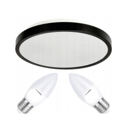 Stropní LED svítidlo LARI-R BLACK - 2xE27 IP20 + 2x E27 10W svíčka - teplá bílá