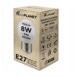 LED žárovka E27 - G45 - 8W - 700lm - neutrální bílá