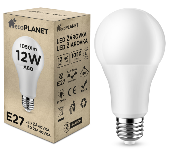 LED žárovka ecoPLANET - E27 - A60 - 15W - 1500Lm - neutrální bílá