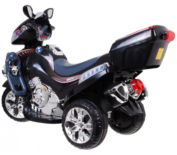 F928 Dětská motorka na baterie černá + kufr + světla + klakson + melodie